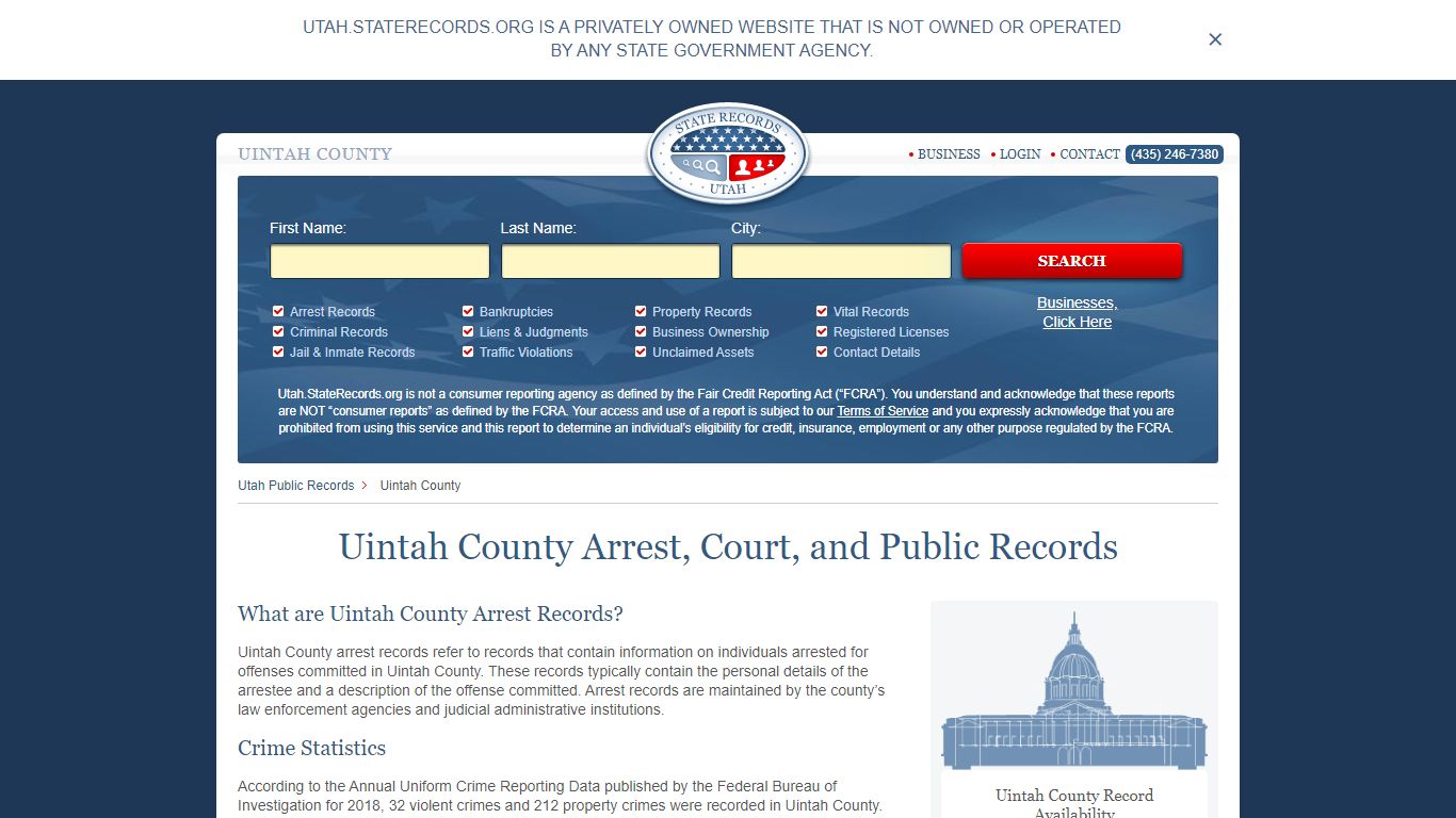 Uintah County Arrest, Court, and Public Records